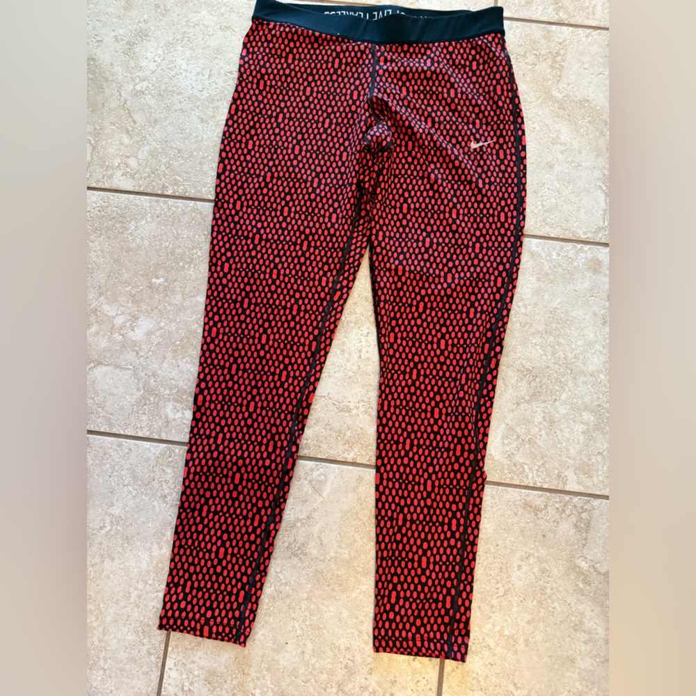 Nike Orange and Black Dot-Print Performance Leggings
